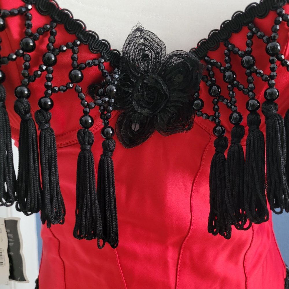 RARE NWT Vintage Chantal Thomass x Victoria Secret Red Satin Corset Top 34B - Picture 3 of 7